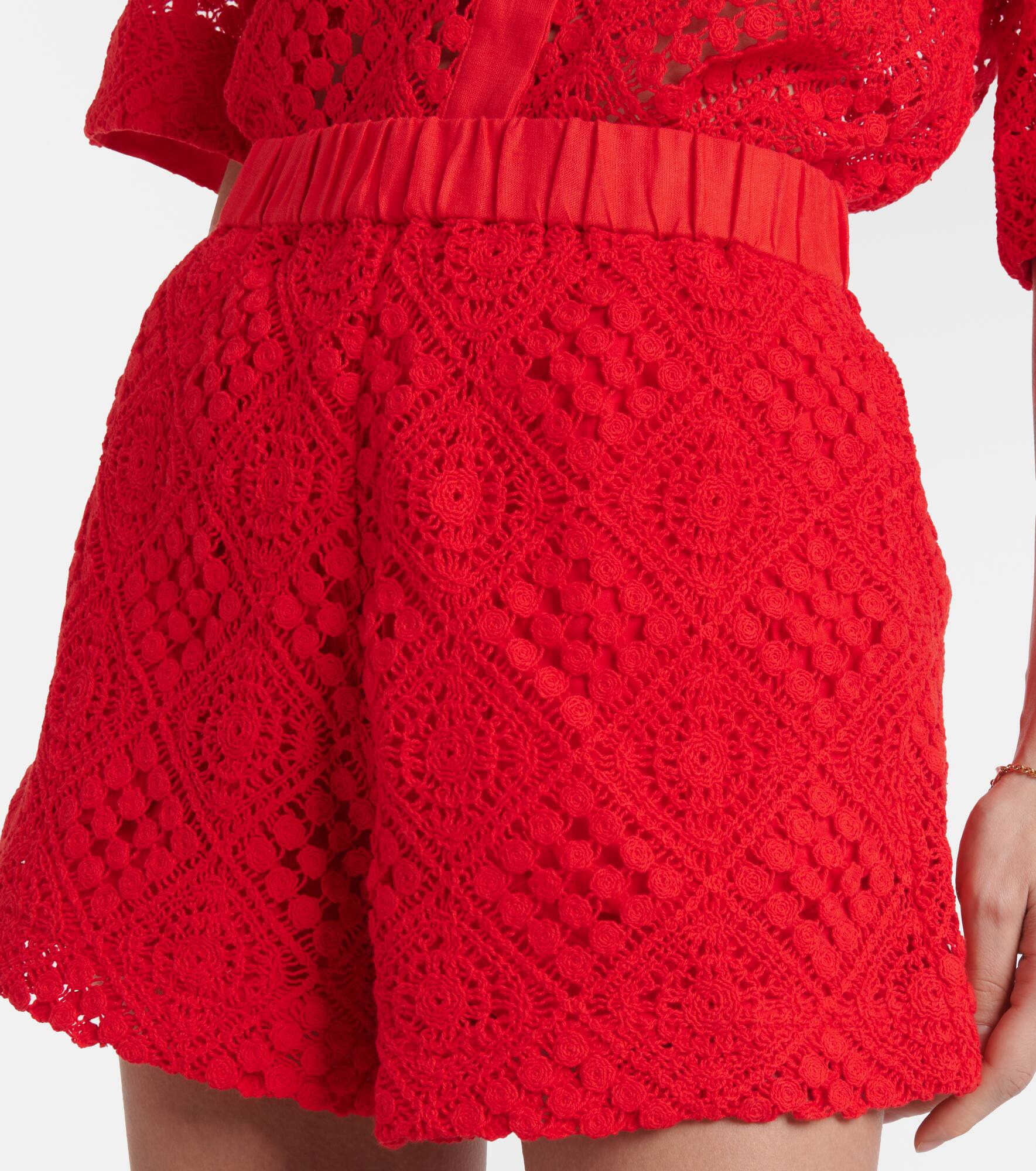 Crochet high-rise cotton-blend shorts - 4