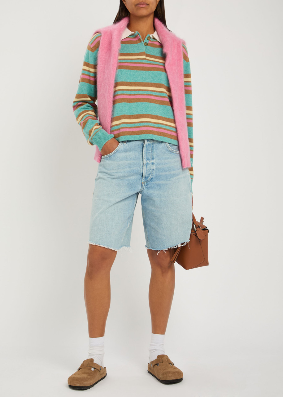 Guest In Residence Striped Cashmere Polo top - 4