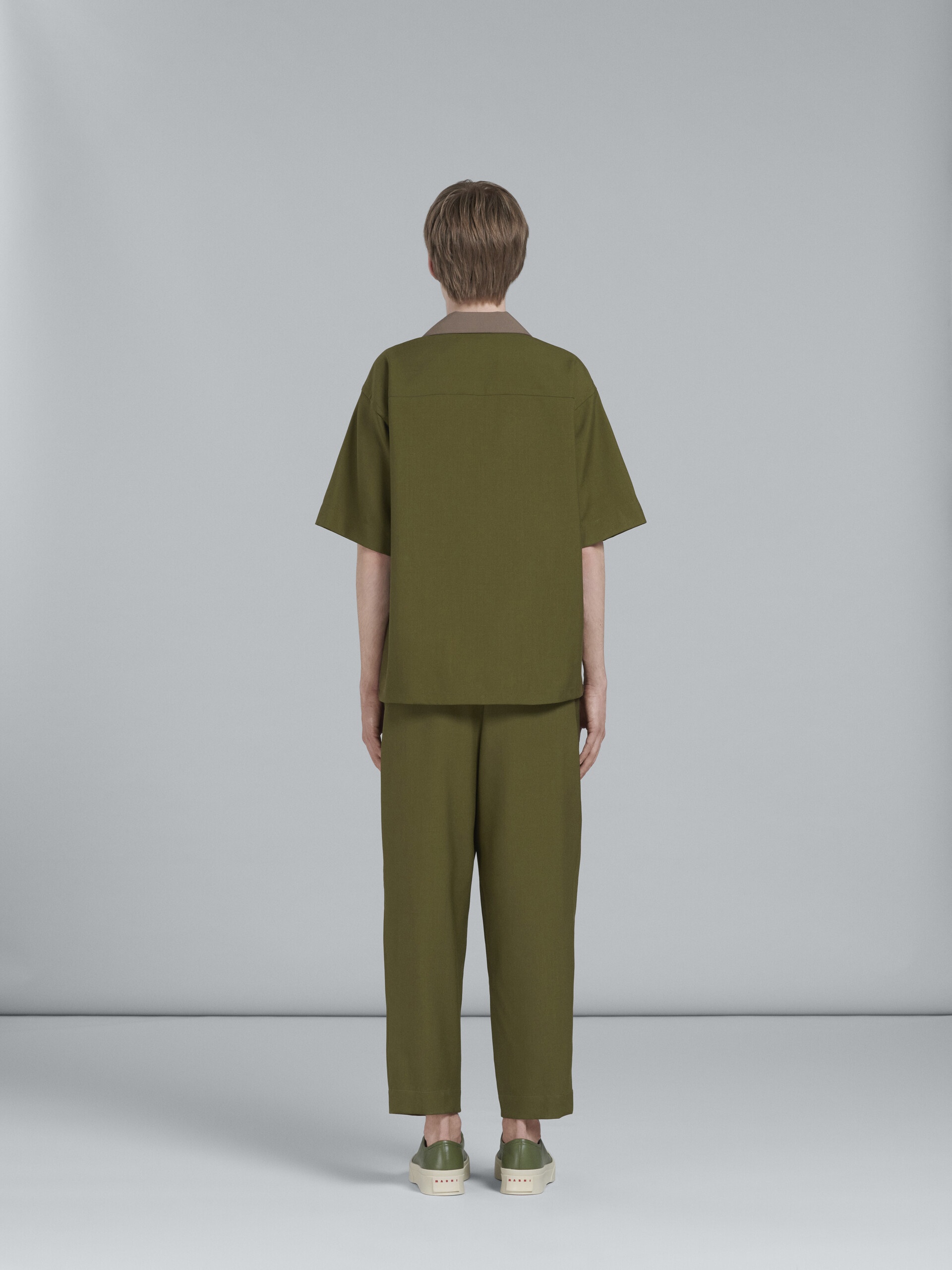 GREEN TROPICAL WOOL CROPPED TROUSERS - 3