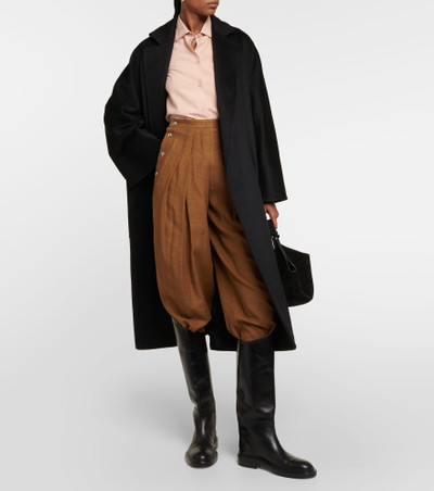 Loro Piana Pleated high-rise linen and wool pants outlook