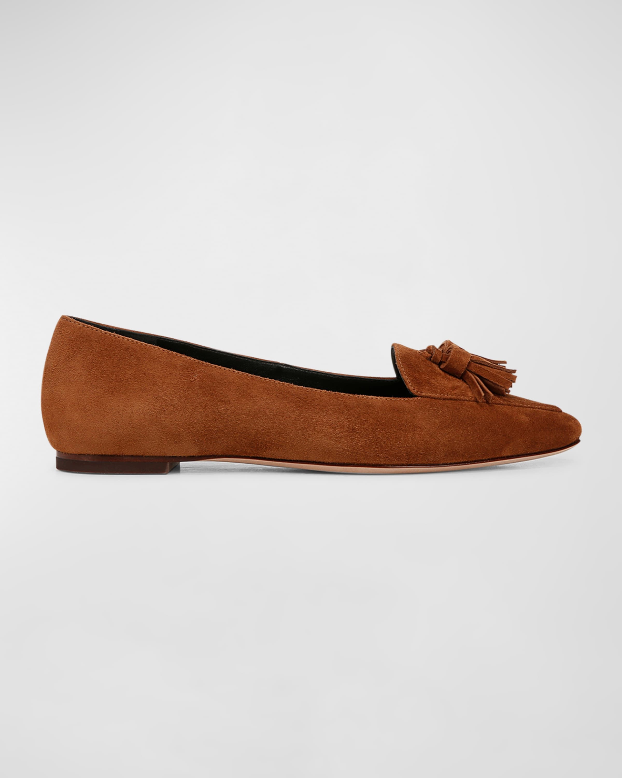 Cleo Suede Tassel Ballerina Loafers - 1