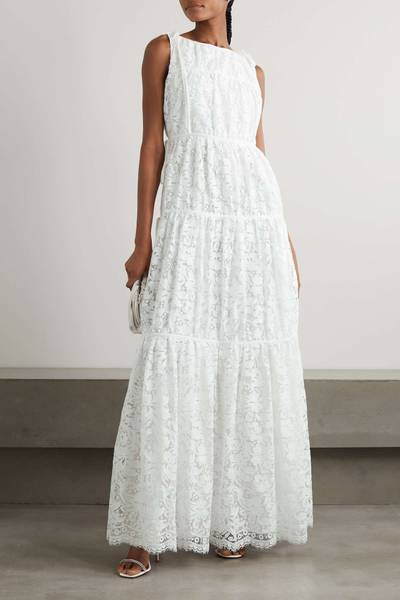 Erdem Isla tie-detailed tiered cotton-blend lace gown outlook