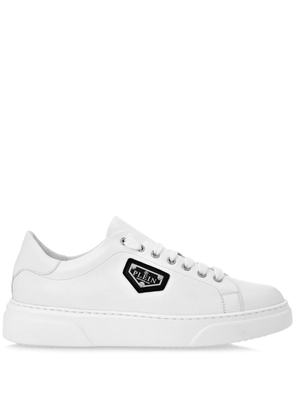 logo-plaque leather sneakers - 1