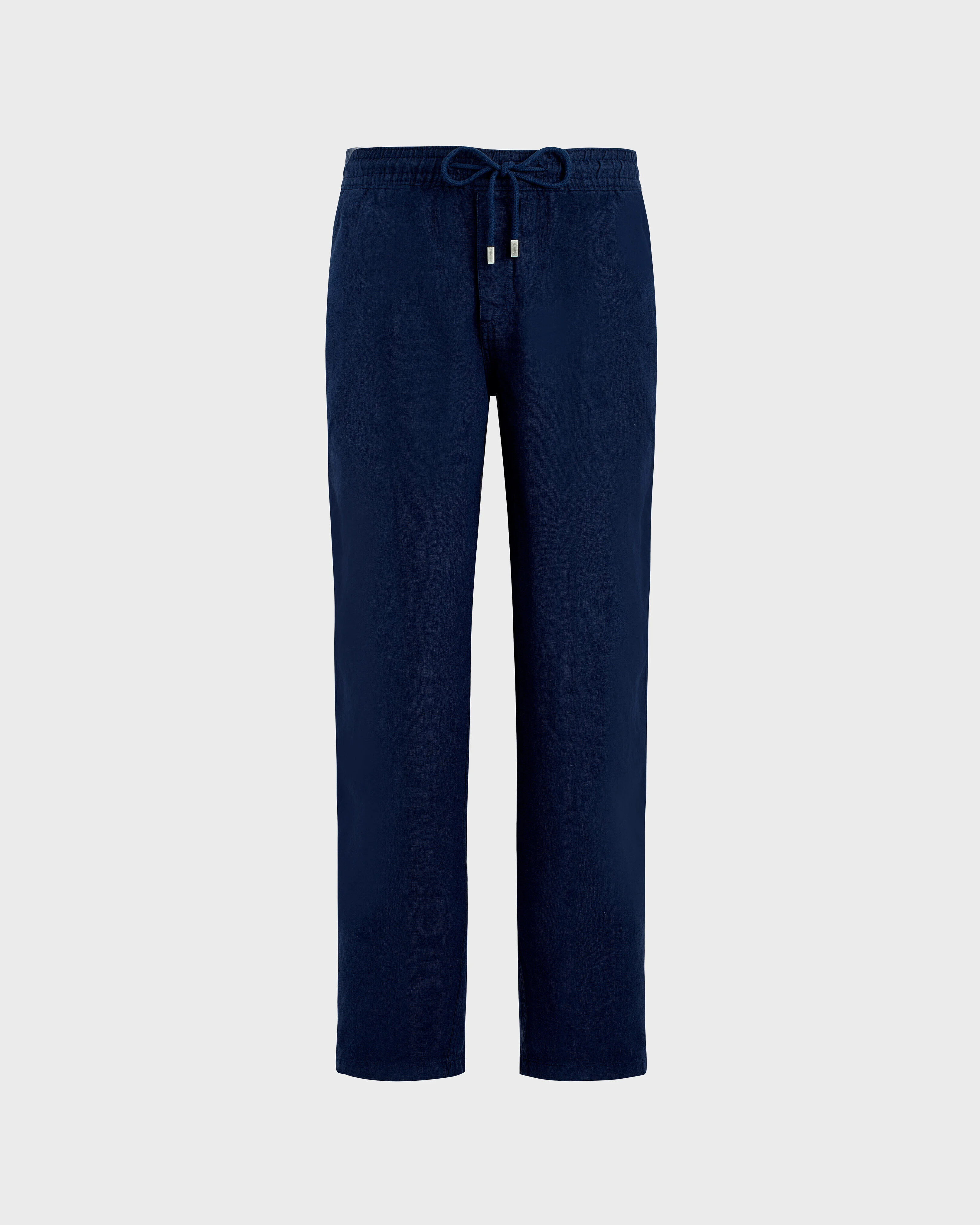 MEN LINEN PANTS REGULAR FIT SOLID - 1