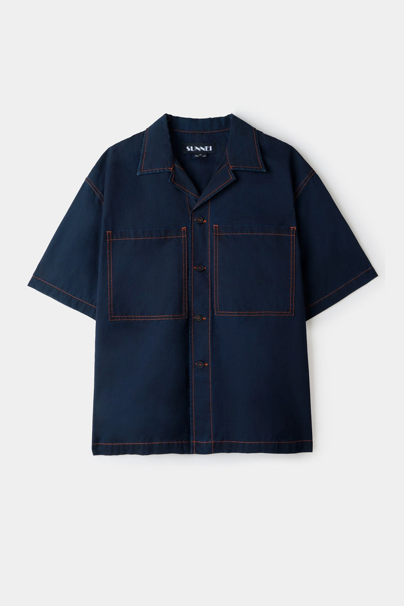 SUNNEI POCKET SHORTSLEEVE SHIRT / mid-washed denim outlook