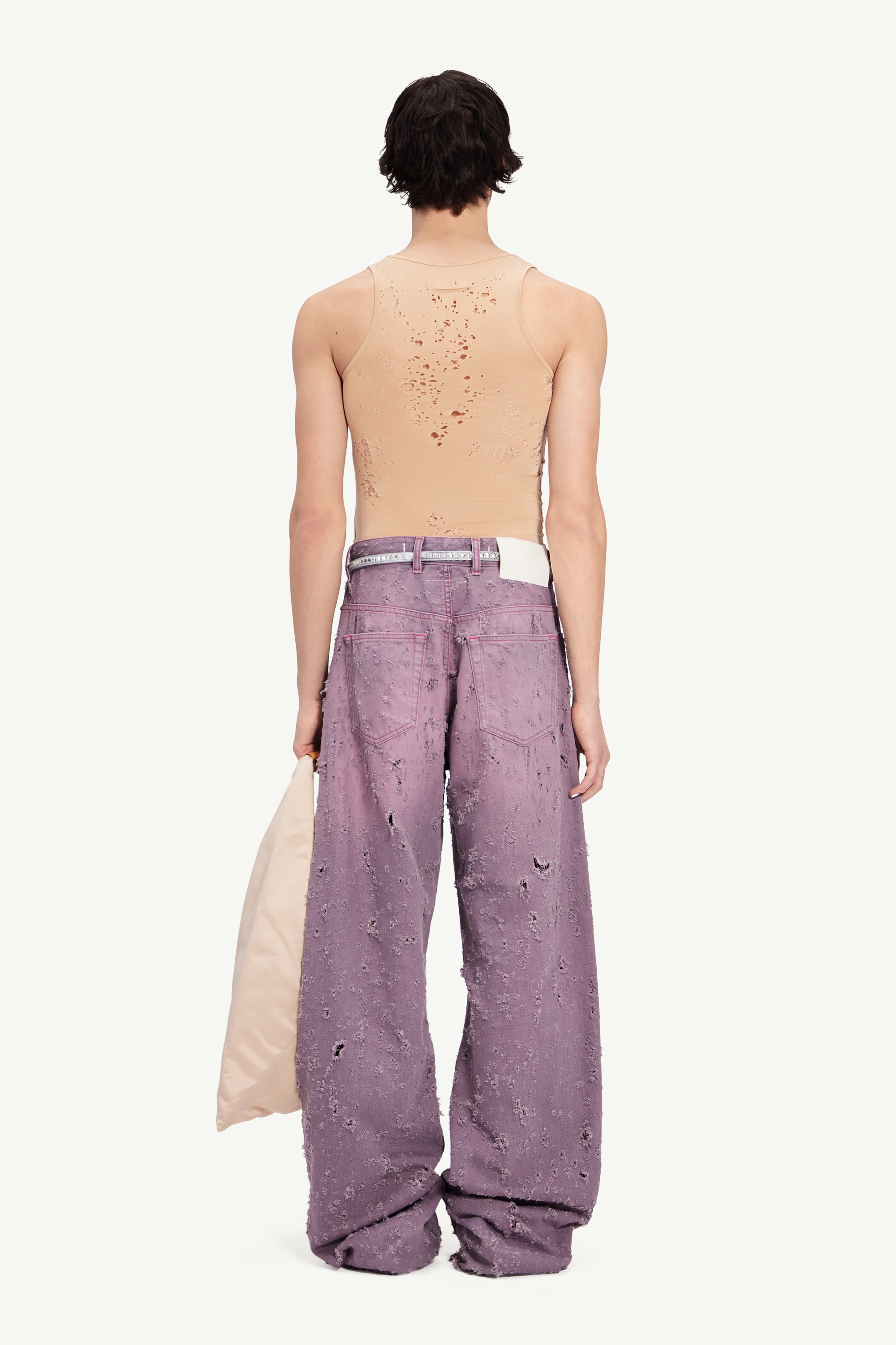 RELAXED WORN-OUT DENIM TROUSERS - 4