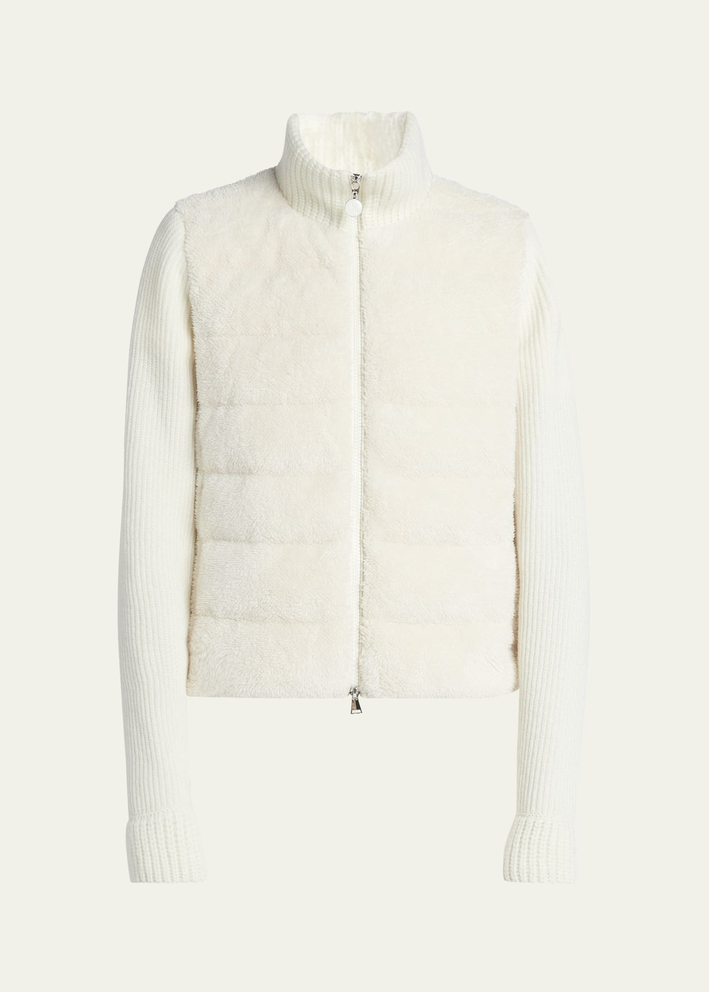 Quilted Combo Zip-Front Cardigan - 1