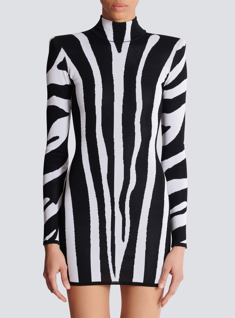 Short knit dress with zebra intarsia 5