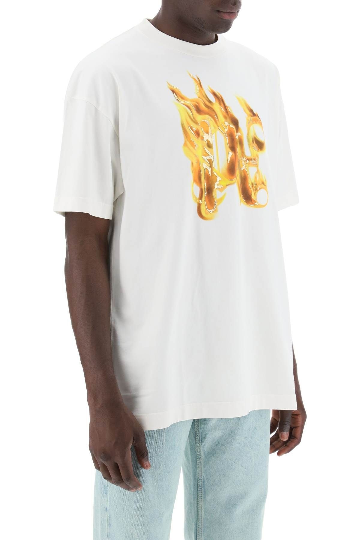 Tシャツ・カットソー Palm Angels PMAA072R24JER001 BURNING MONOGRAM T-shirt Palm Angels Burning monogram-print T-shirt | Black | FARFETCH