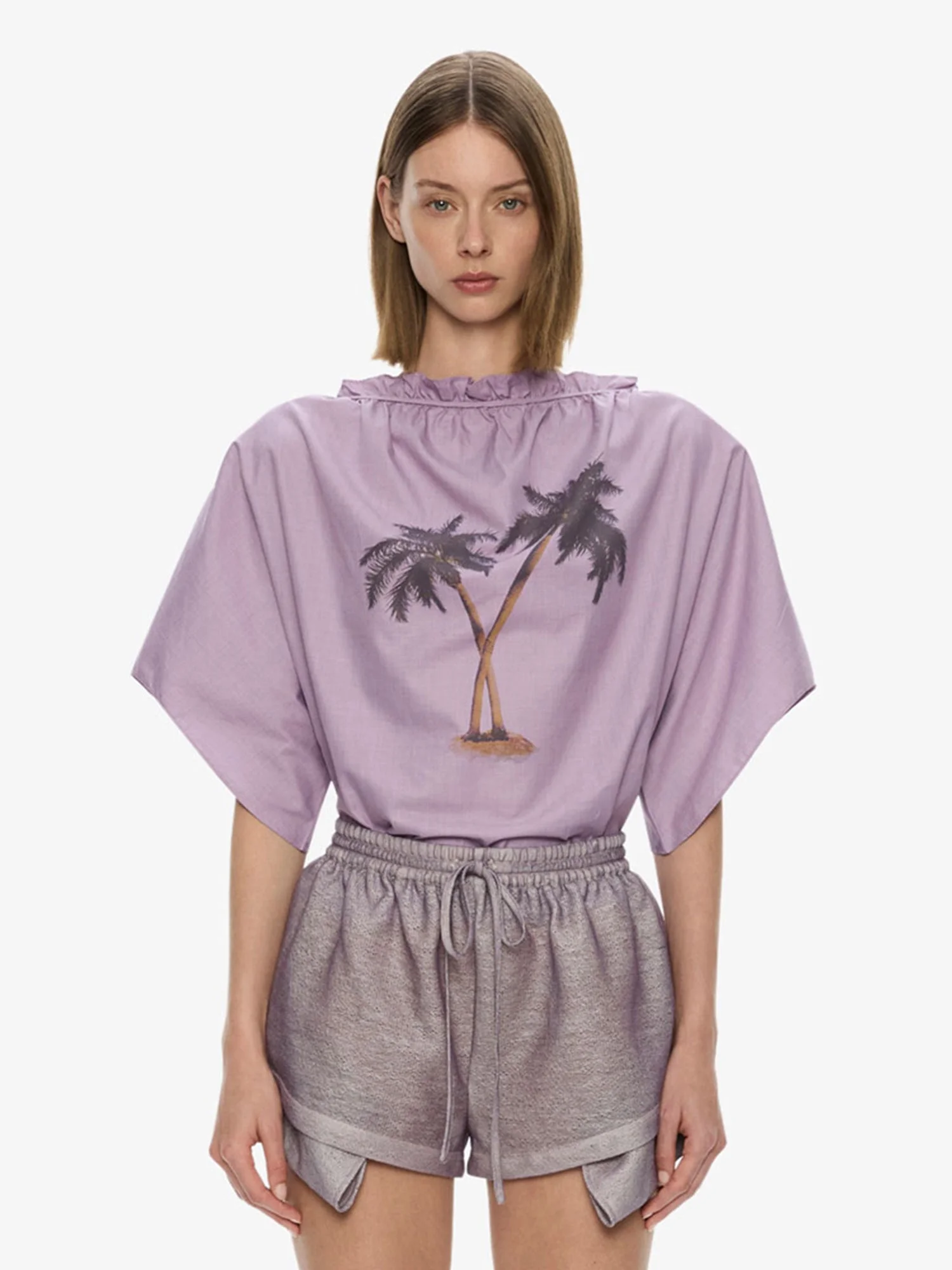 Mirage Palm Poplin Top - 1