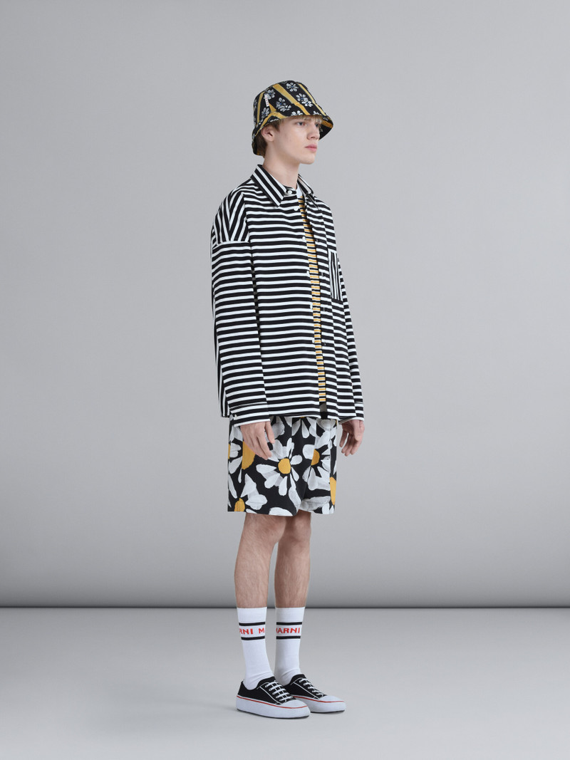 YELLOW STRIPED COTTON JERSEY CREWNECK T-SHIRT 5