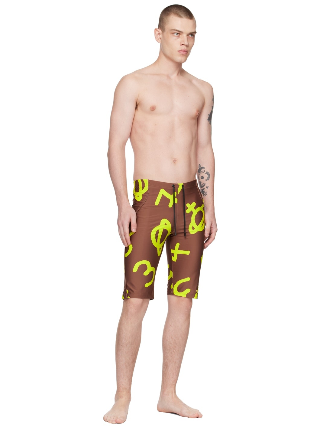 Brown Printed Swim Shorts - 4