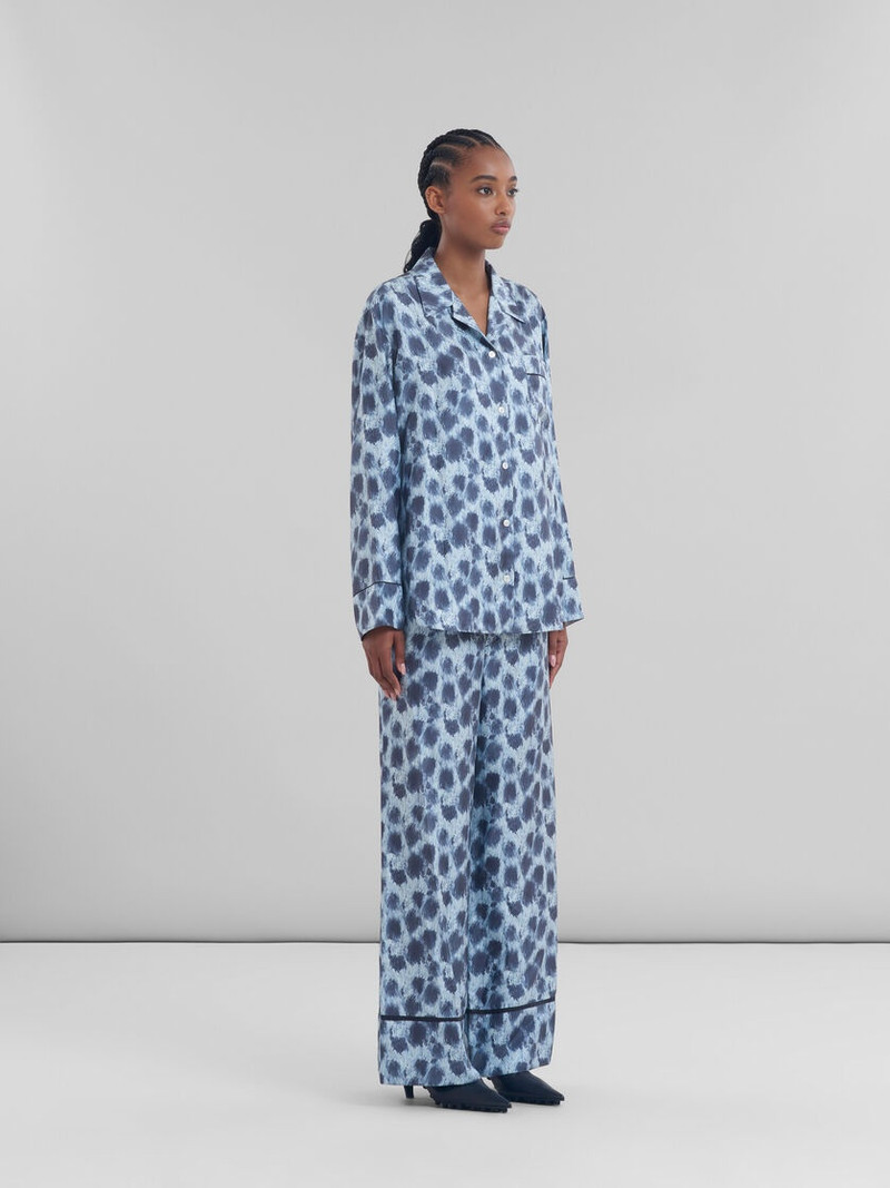 GREY SILK SHIRT WITH CRAYON LEOPARD PRINT 5