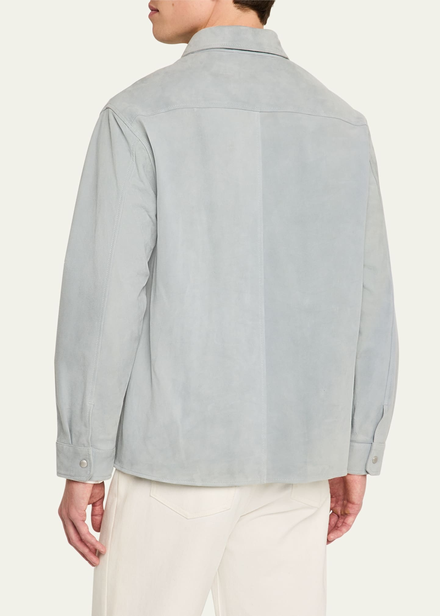 Men's Solid Suede Overshirt - 3