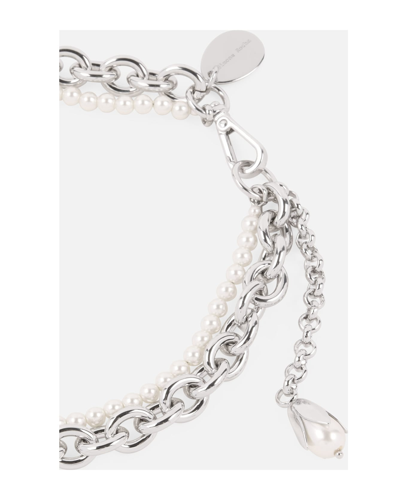 Pearl &amp; Chain Necklace W/ Encased Pearl Flower - 2