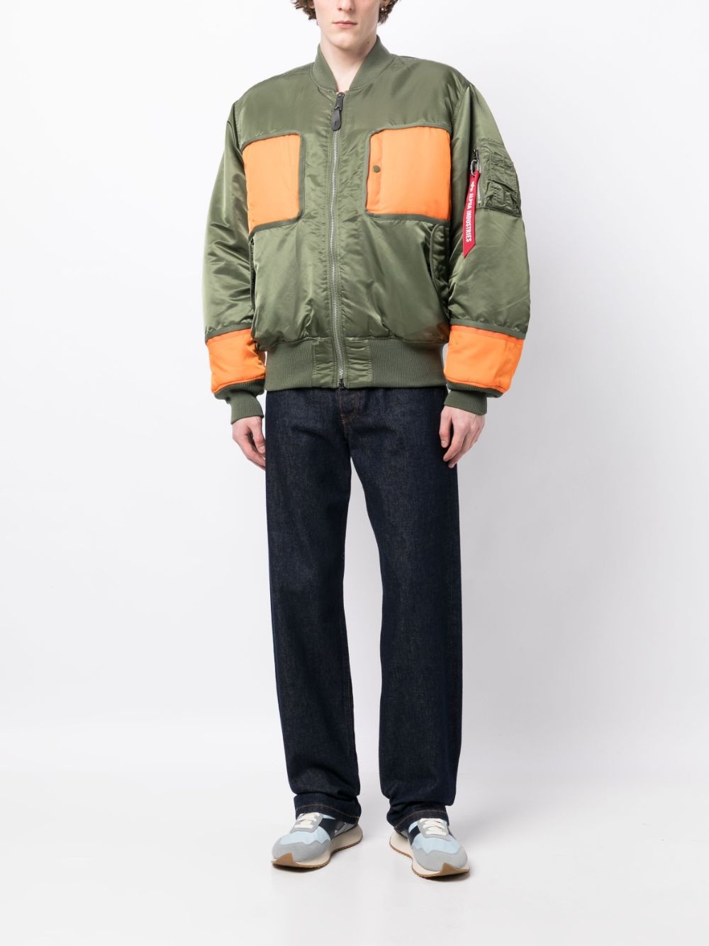 colour-block panelled bomber jacket - 2