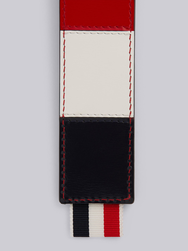 Thom Browne Navy Pebbled RWB Stripe Key Holder outlook