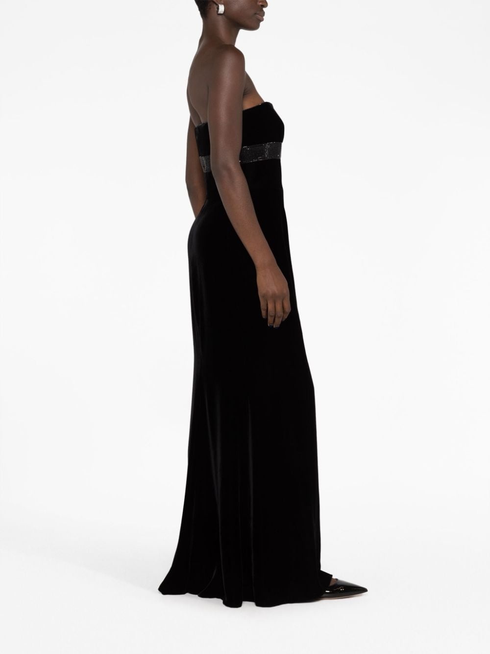 crystal-embellished velvet gown - 6