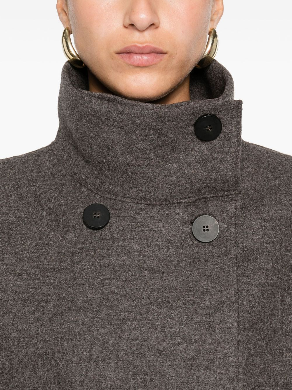 double-breasted funnel-collar jacket - 5