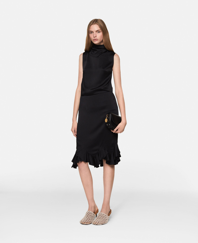 Stella McCartney Ruffled-Hem Satin Midi Skirt outlook