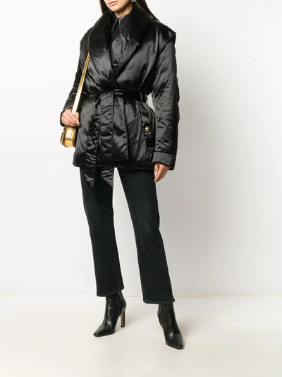 Balmain oversized padded belted blazer outlook