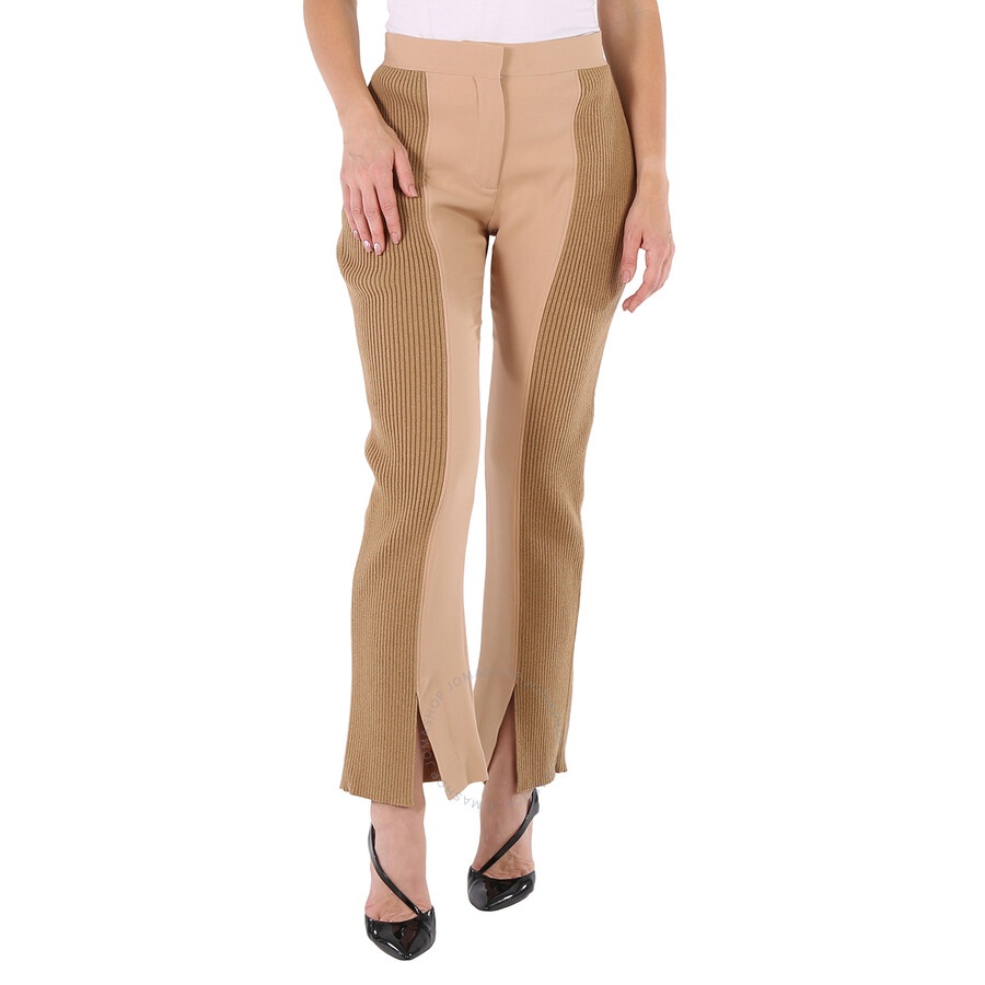 Burberry Ladies Soft Fawn Wide Leg Smart Trousers - 3