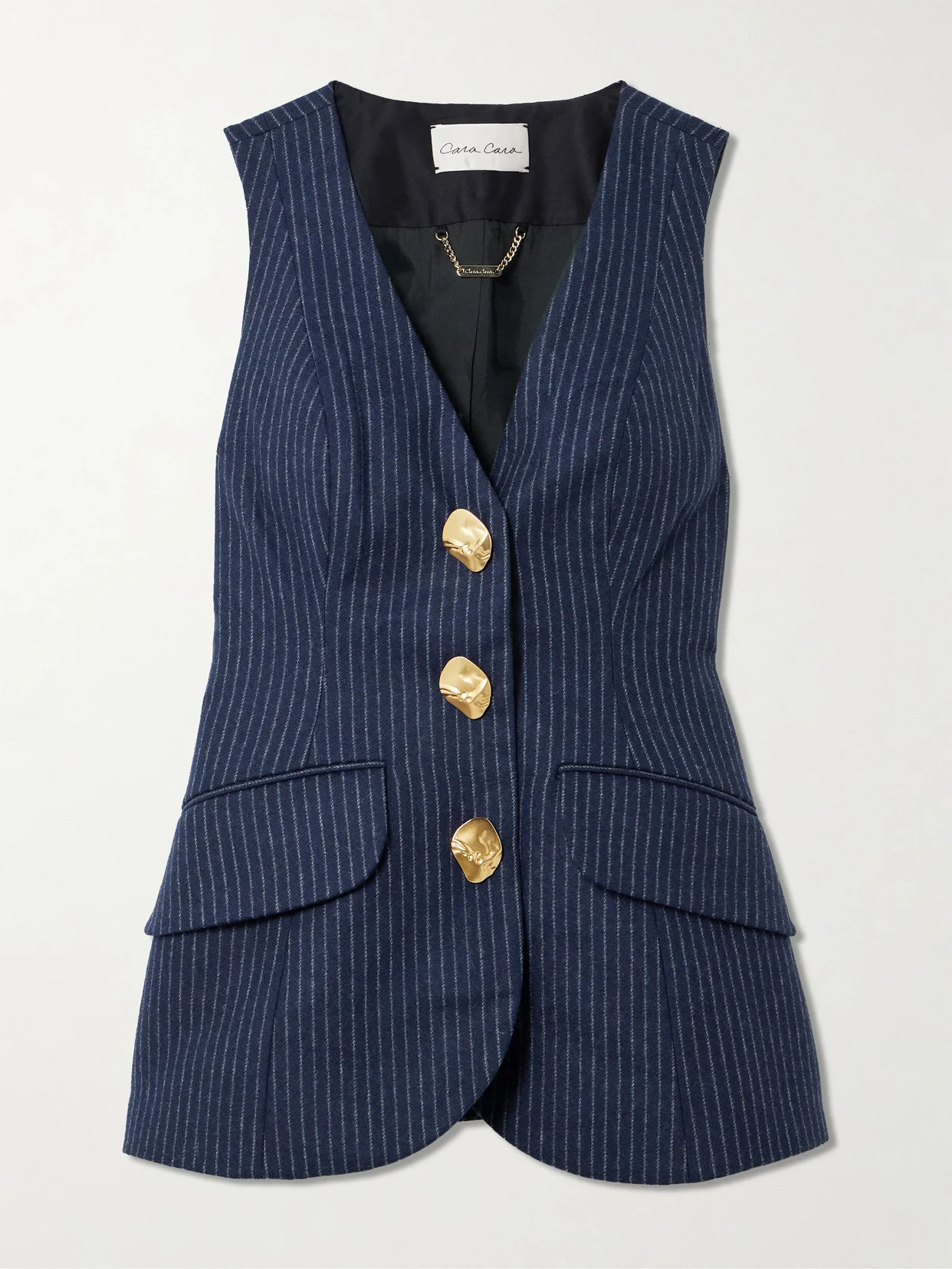 Wes Pinstriped Brushed Wool-blend Vest - 1