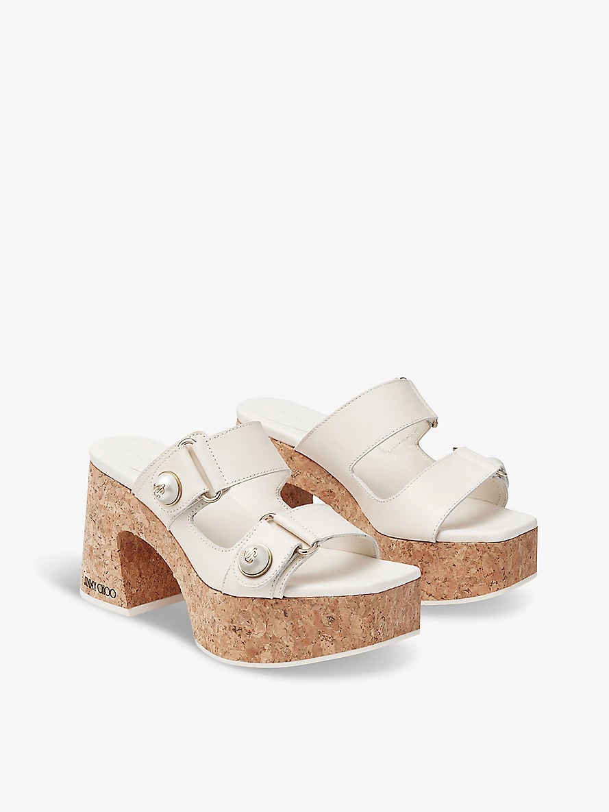 Fayence Wedge 95 leather heeled sandals - 3