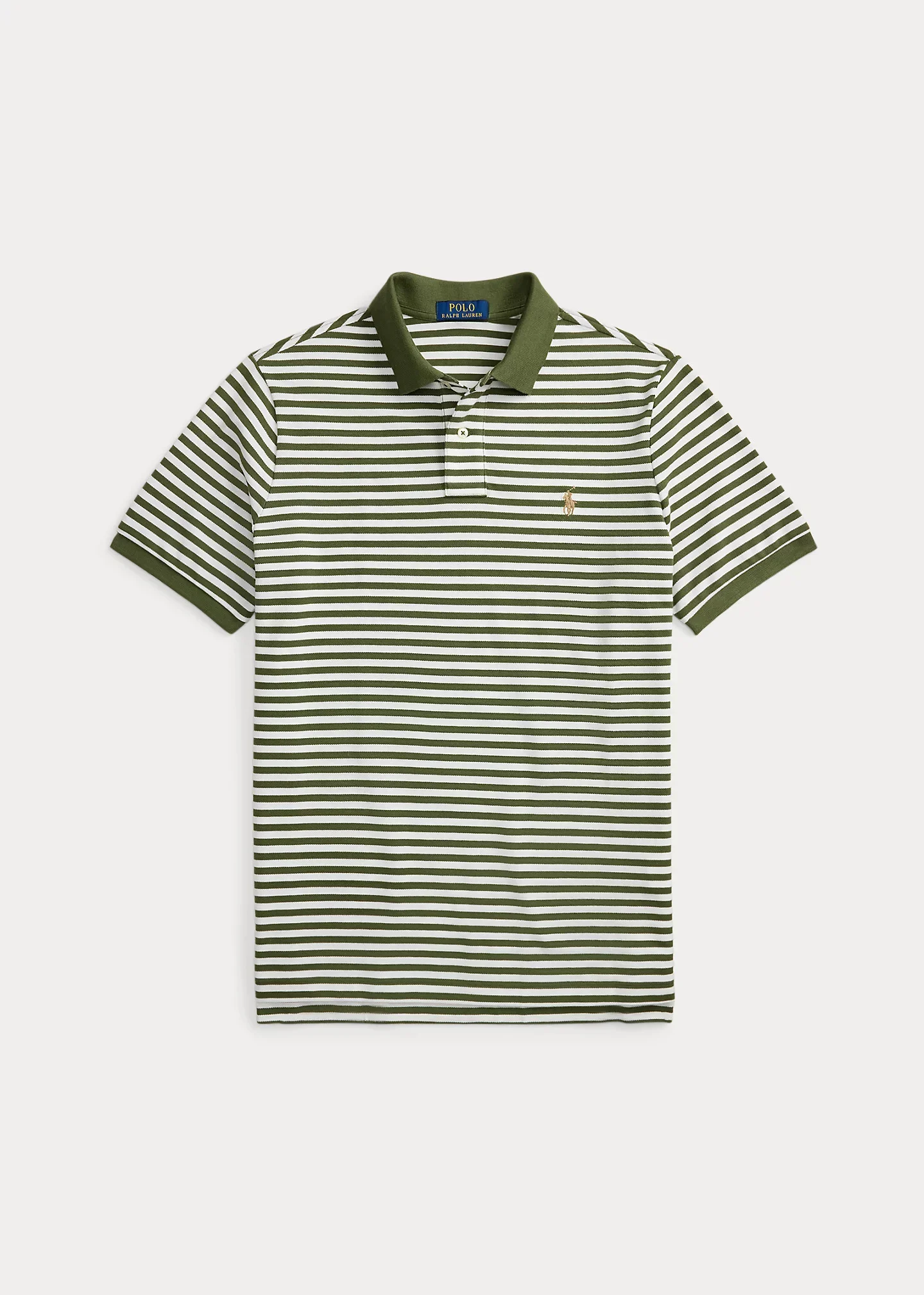 Classic Fit Striped Mesh Polo Shirt - 1