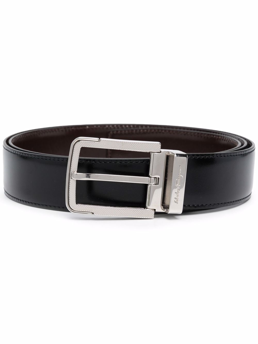 buckle-fastening leather belt - 1