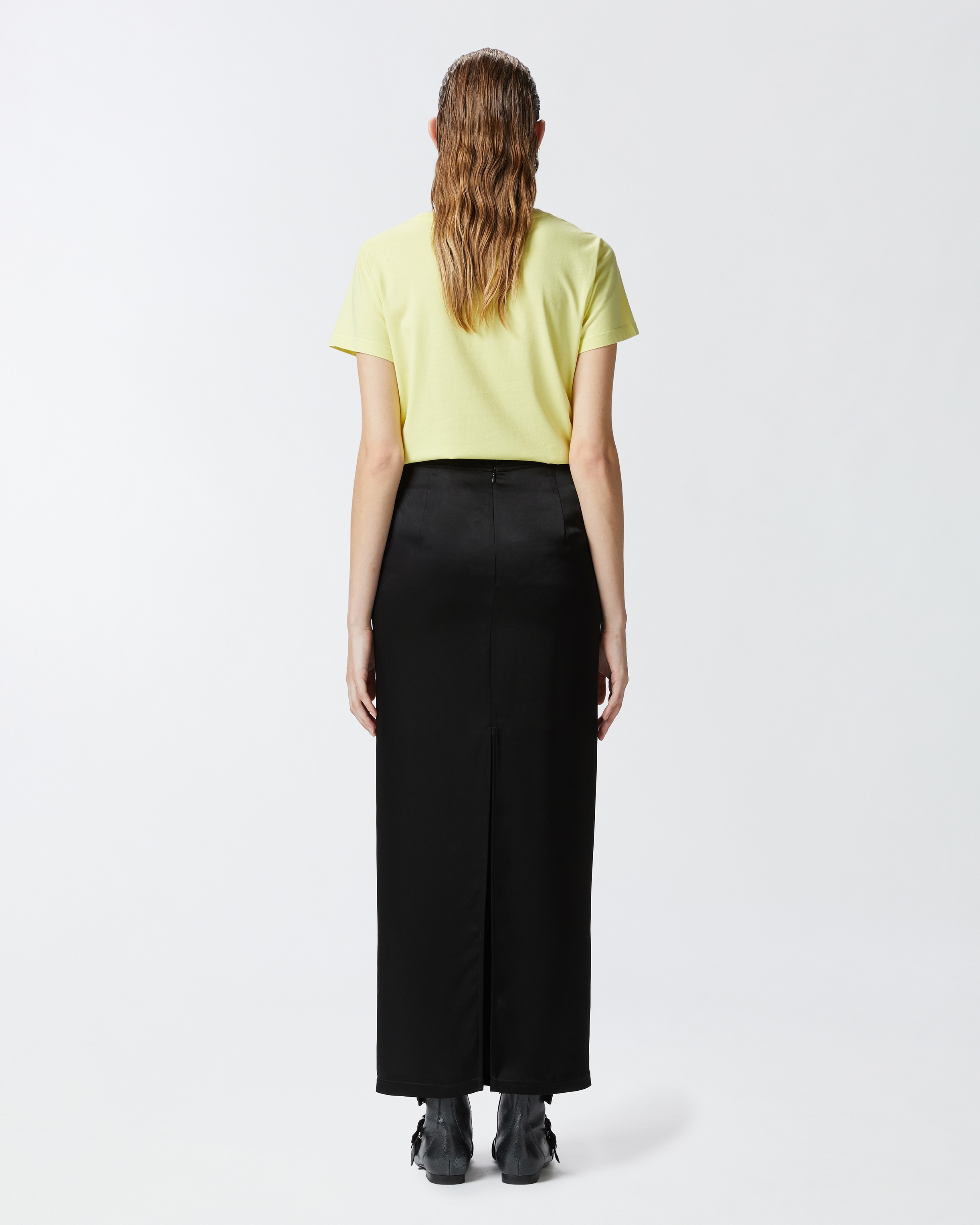 LONG SATIN SKIRT WITH REAR SLIT - 4