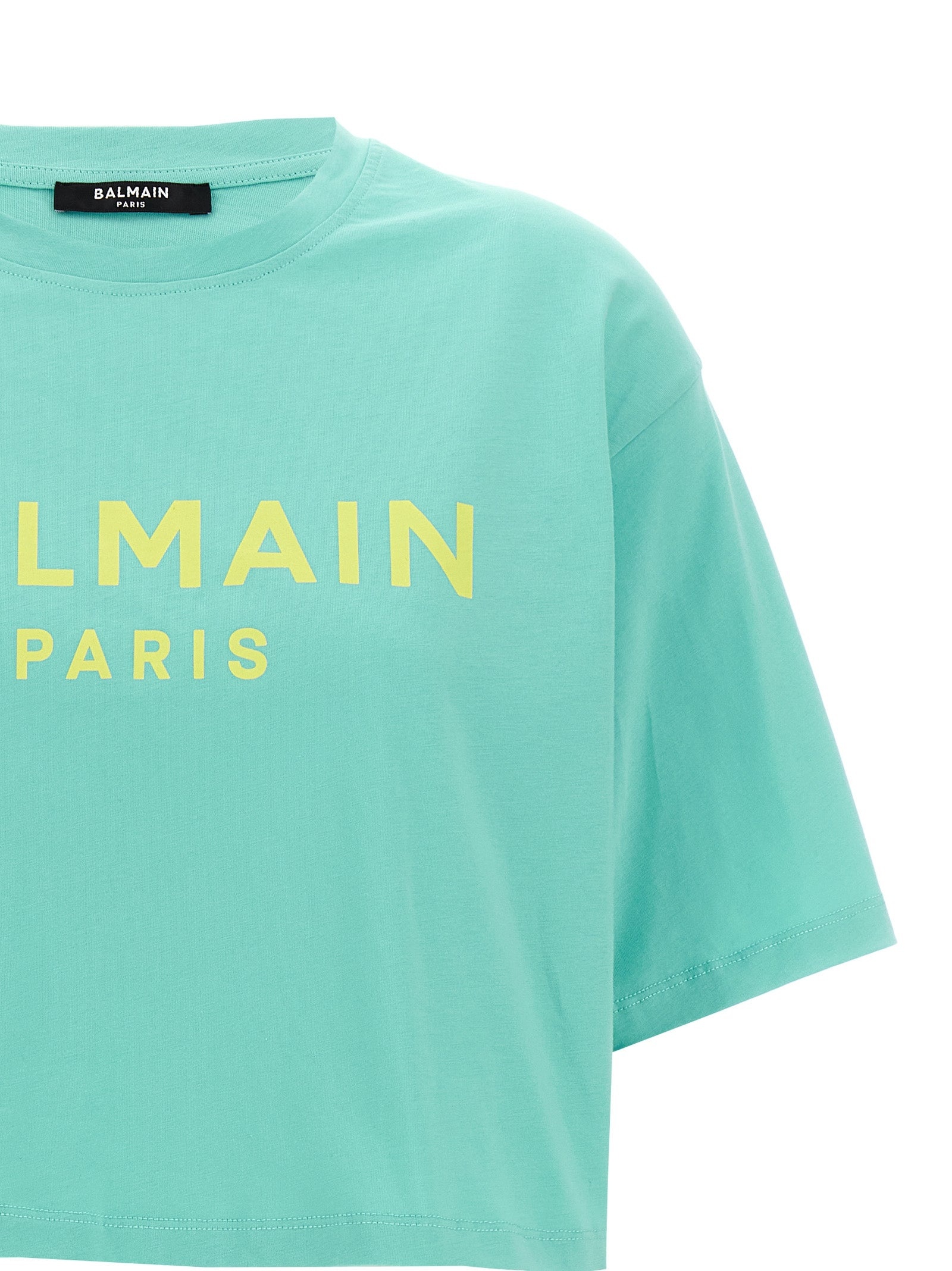 Balmain Logo Print Cropped T Shirt - 3
