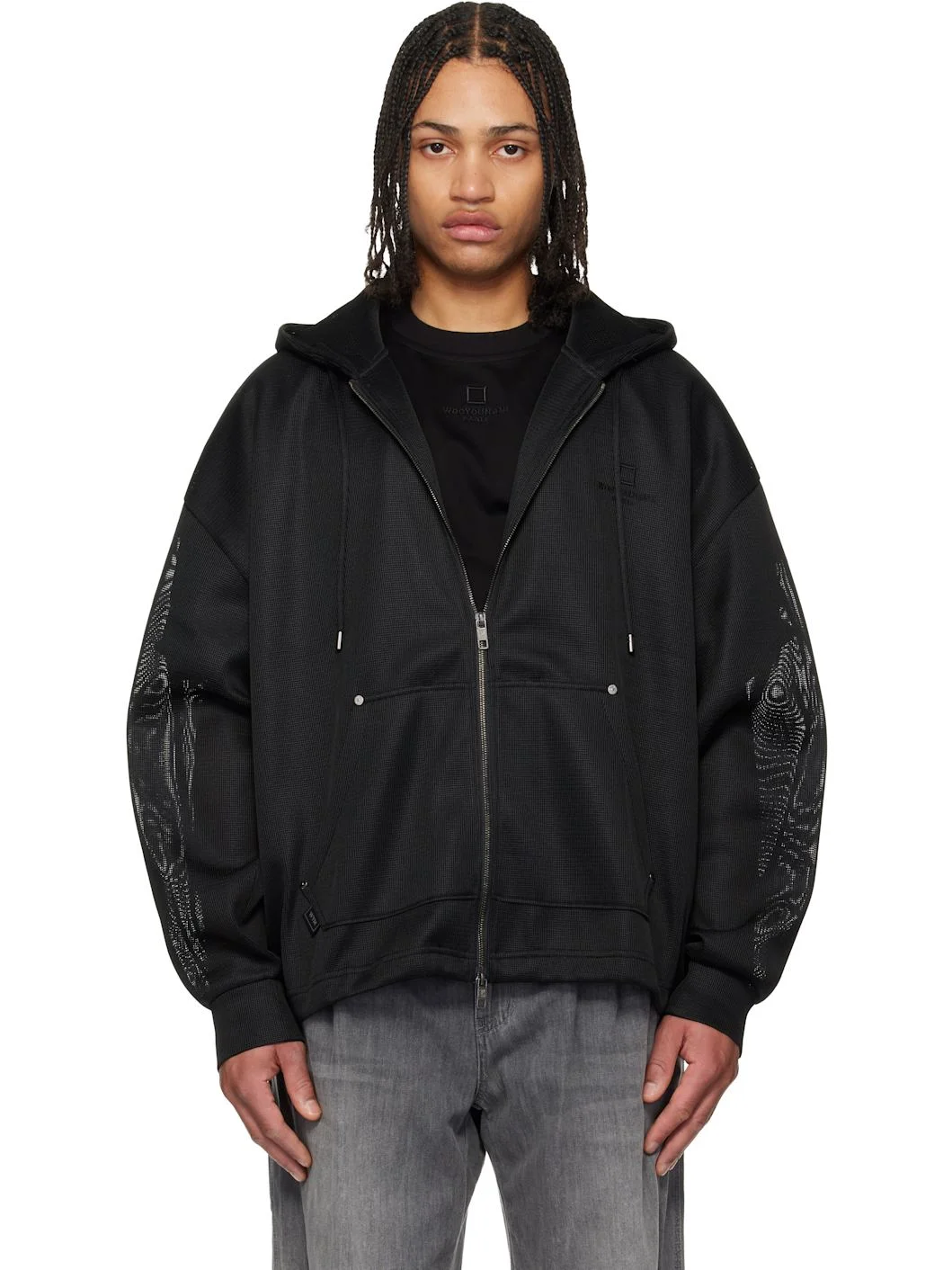 Black Mesh Hoodie - 1