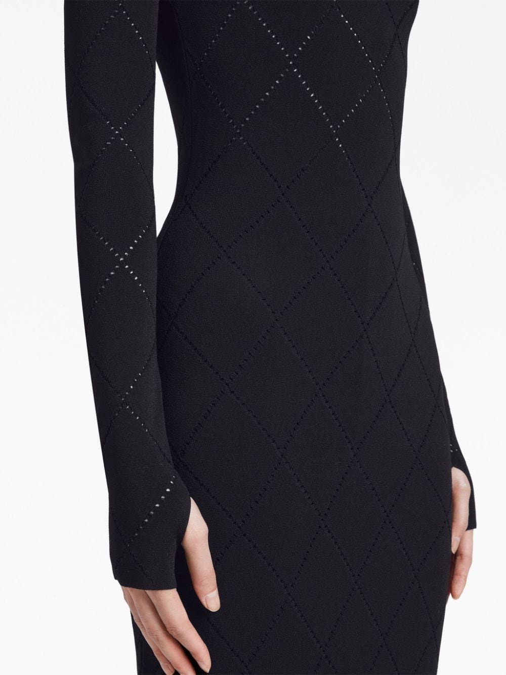 Pointelle Diamonds-knit high-neck midi dress - 5