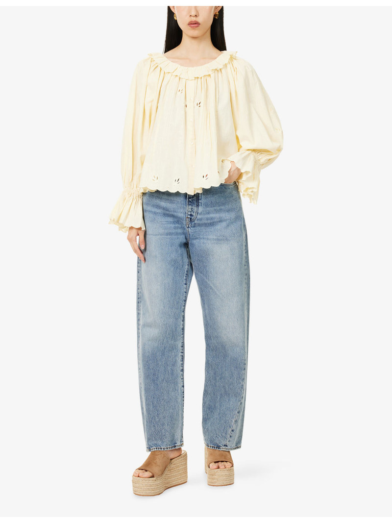 SKALL Fleurie Embroidered Cotton-And-Linen Blouse outlook