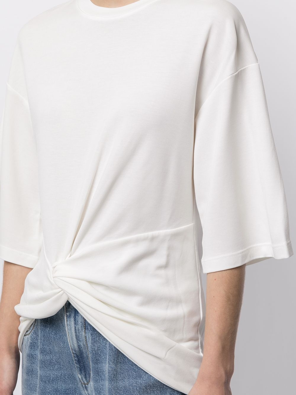 gathered crew-neck T-shirt - 5