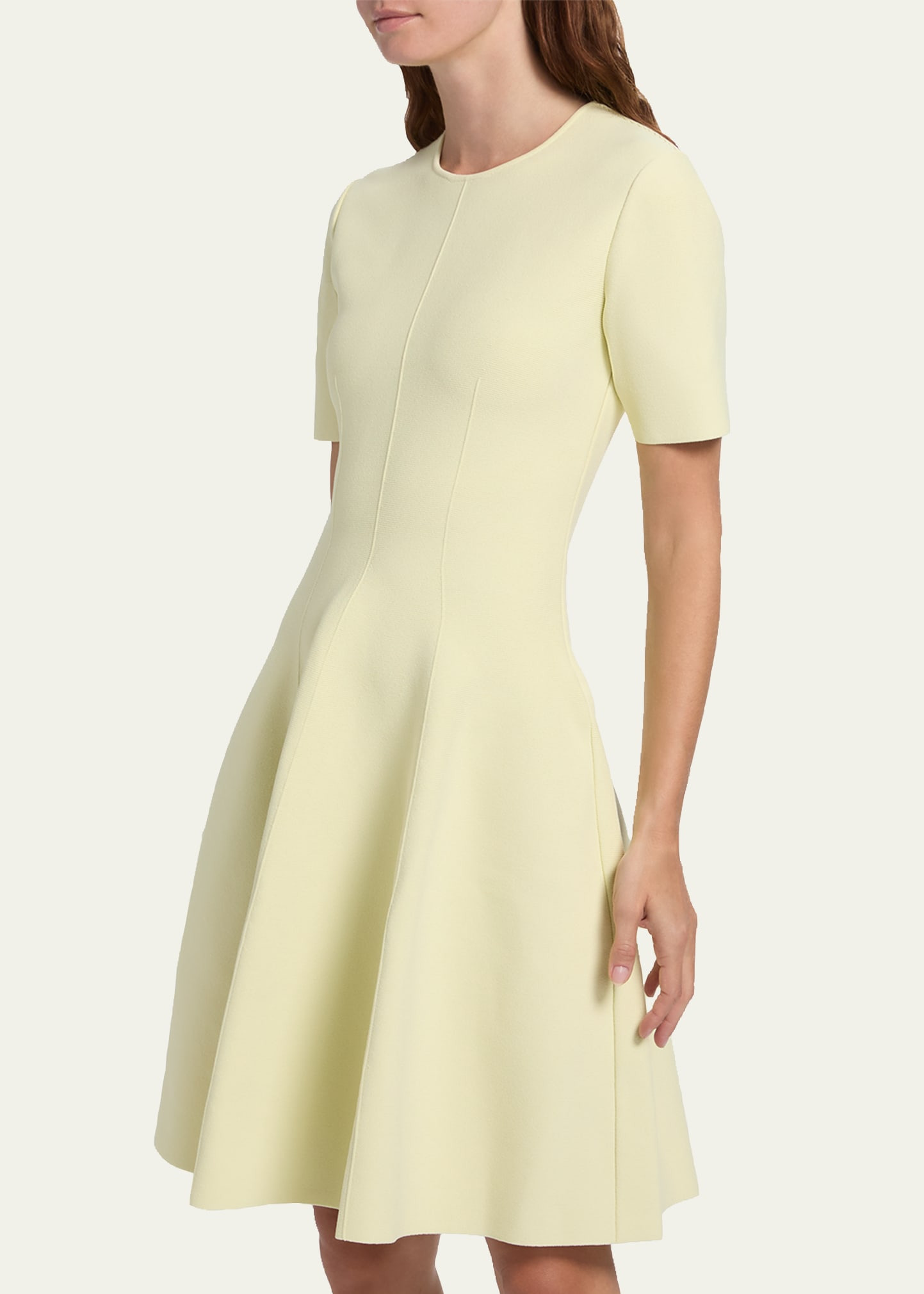 Seamed Short-Sleeve Mini Dress - 5