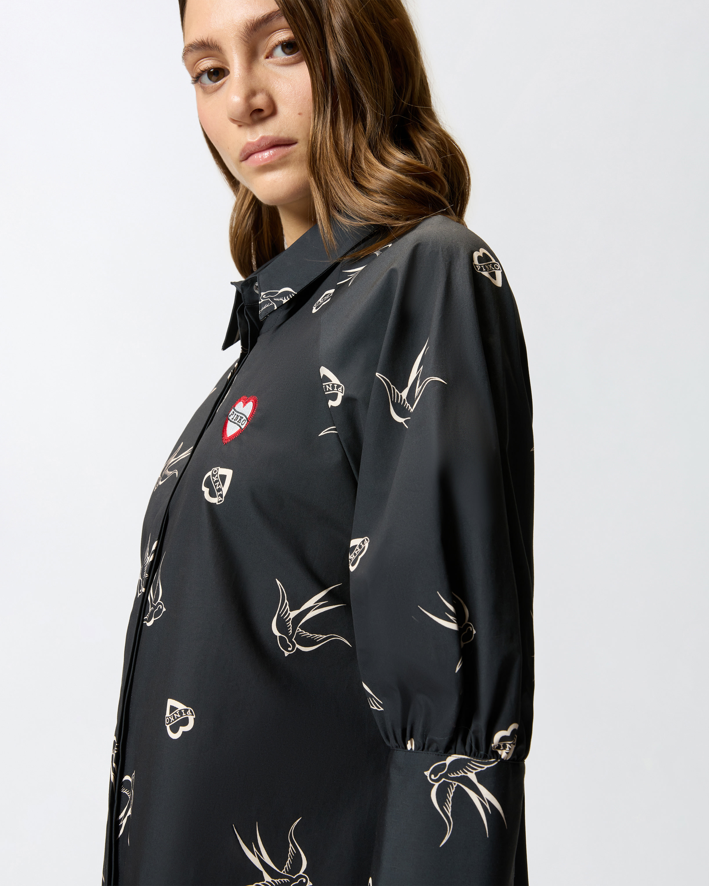 SHORT TATTOO-PRINT SHIRT DRESS - 5