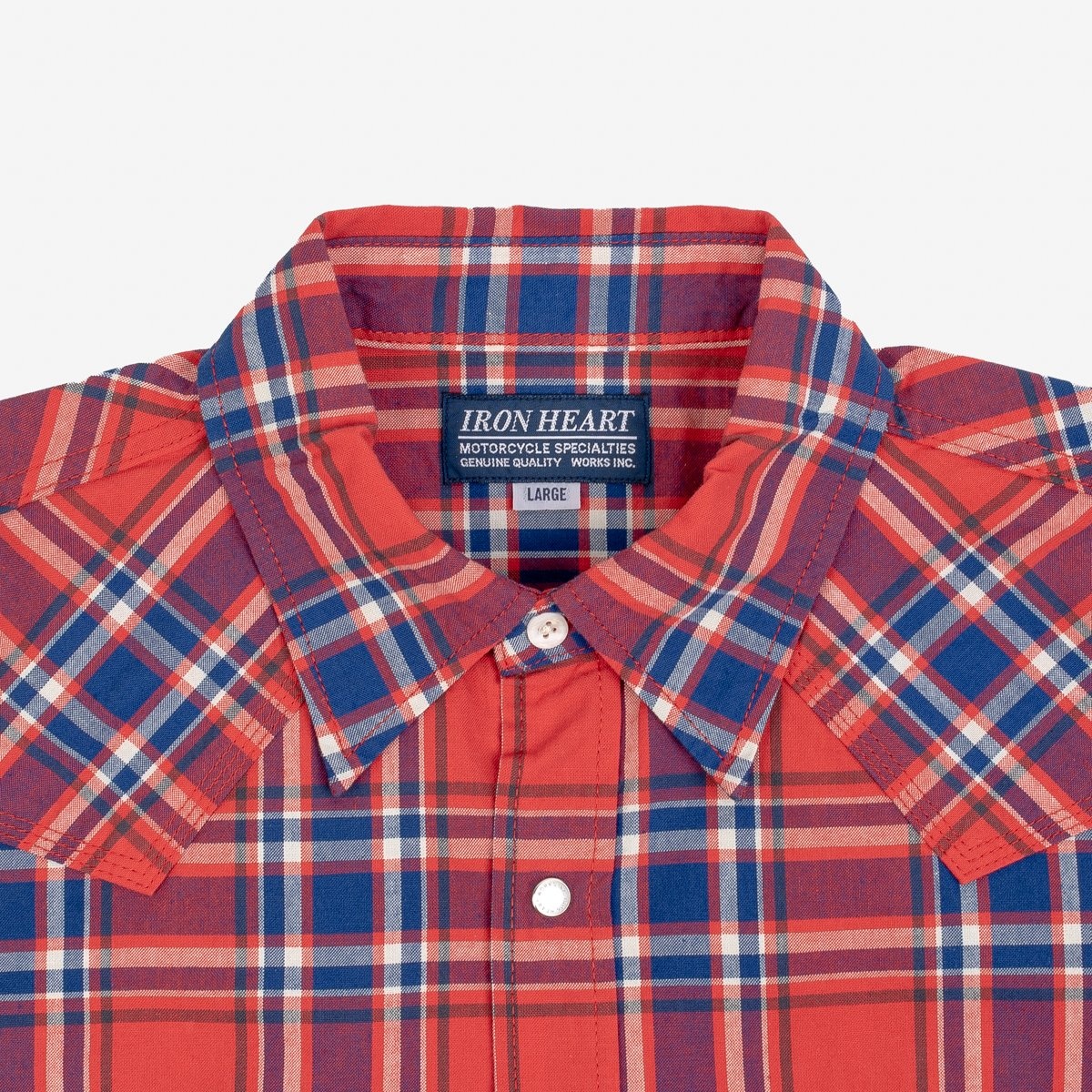 IHSH-355-RED 5oz Selvedge Madras Check Western Shirt - Red - 7