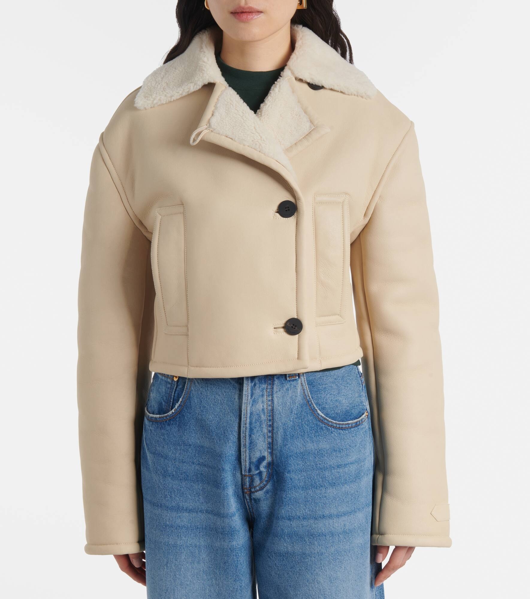 Marino cropped shearling jacket - 5