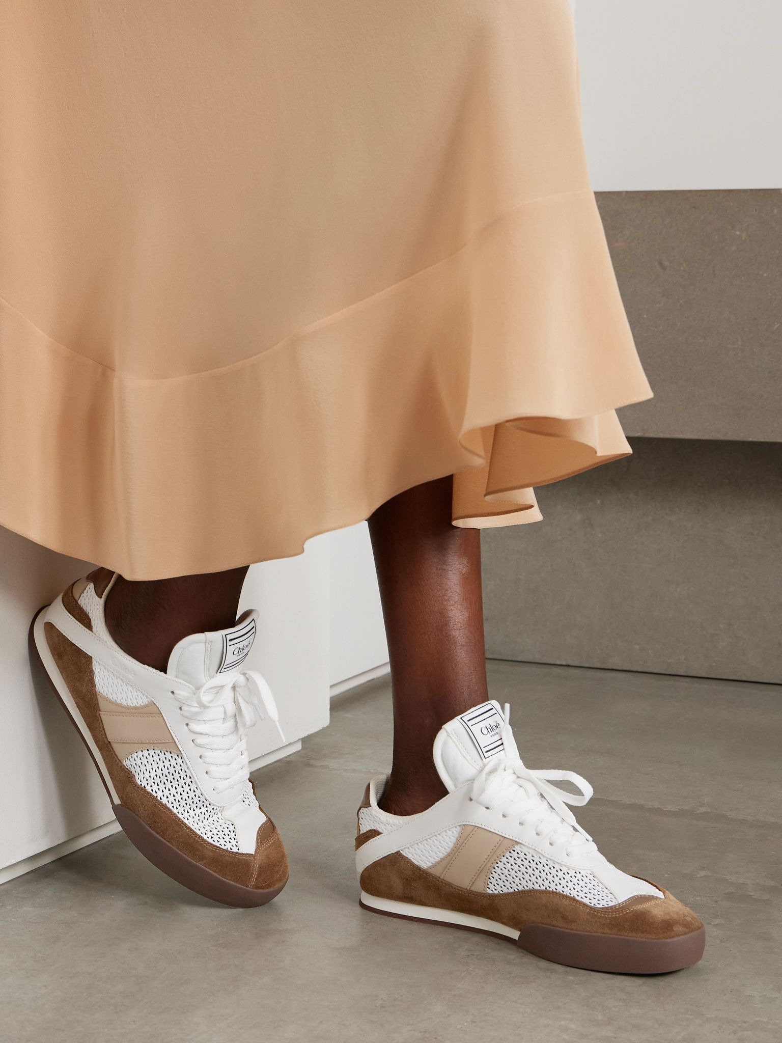 Kick suede, mesh and leather sneakers Brown - 2