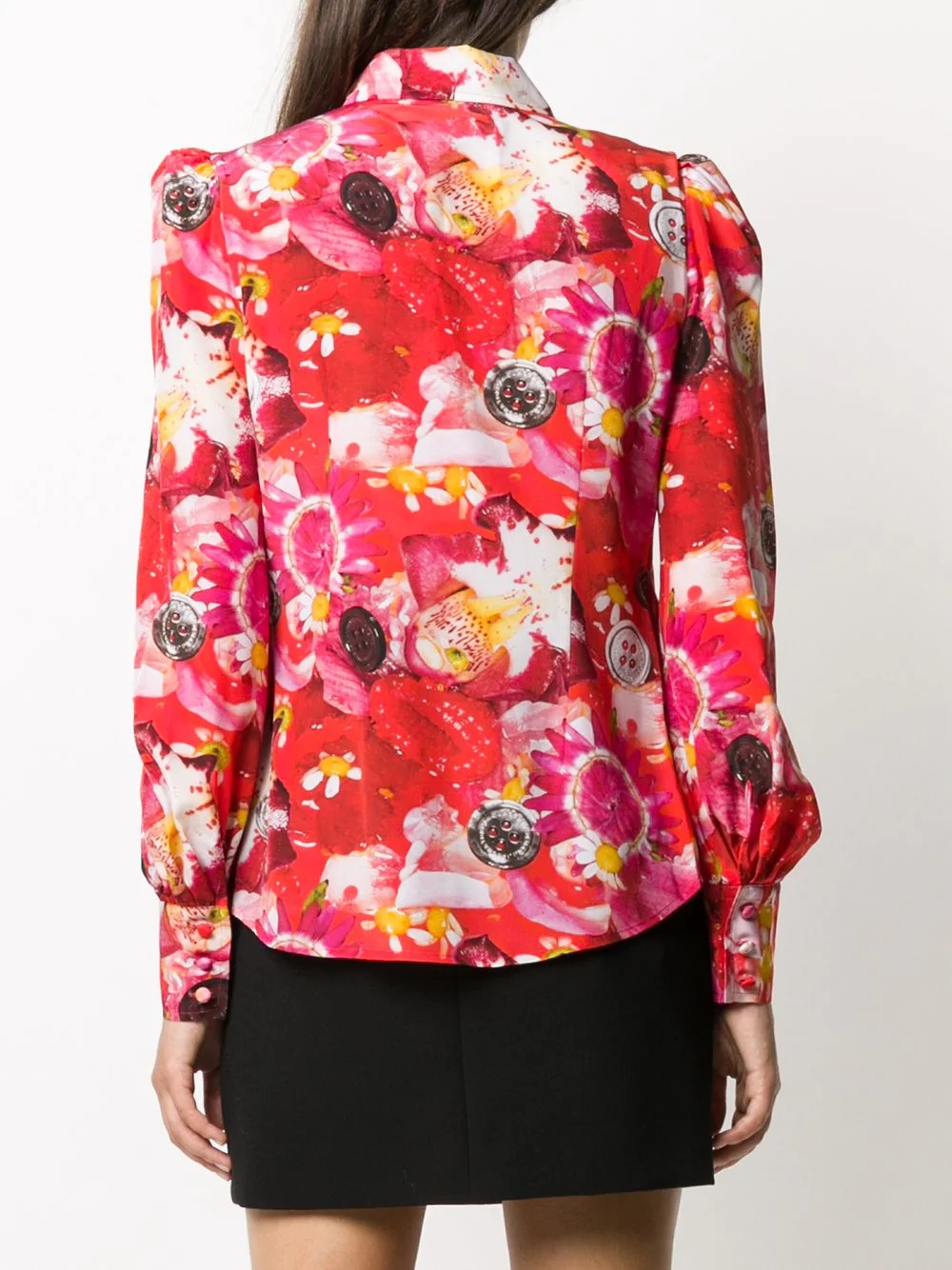 tie neck floral print silk blouse - 4