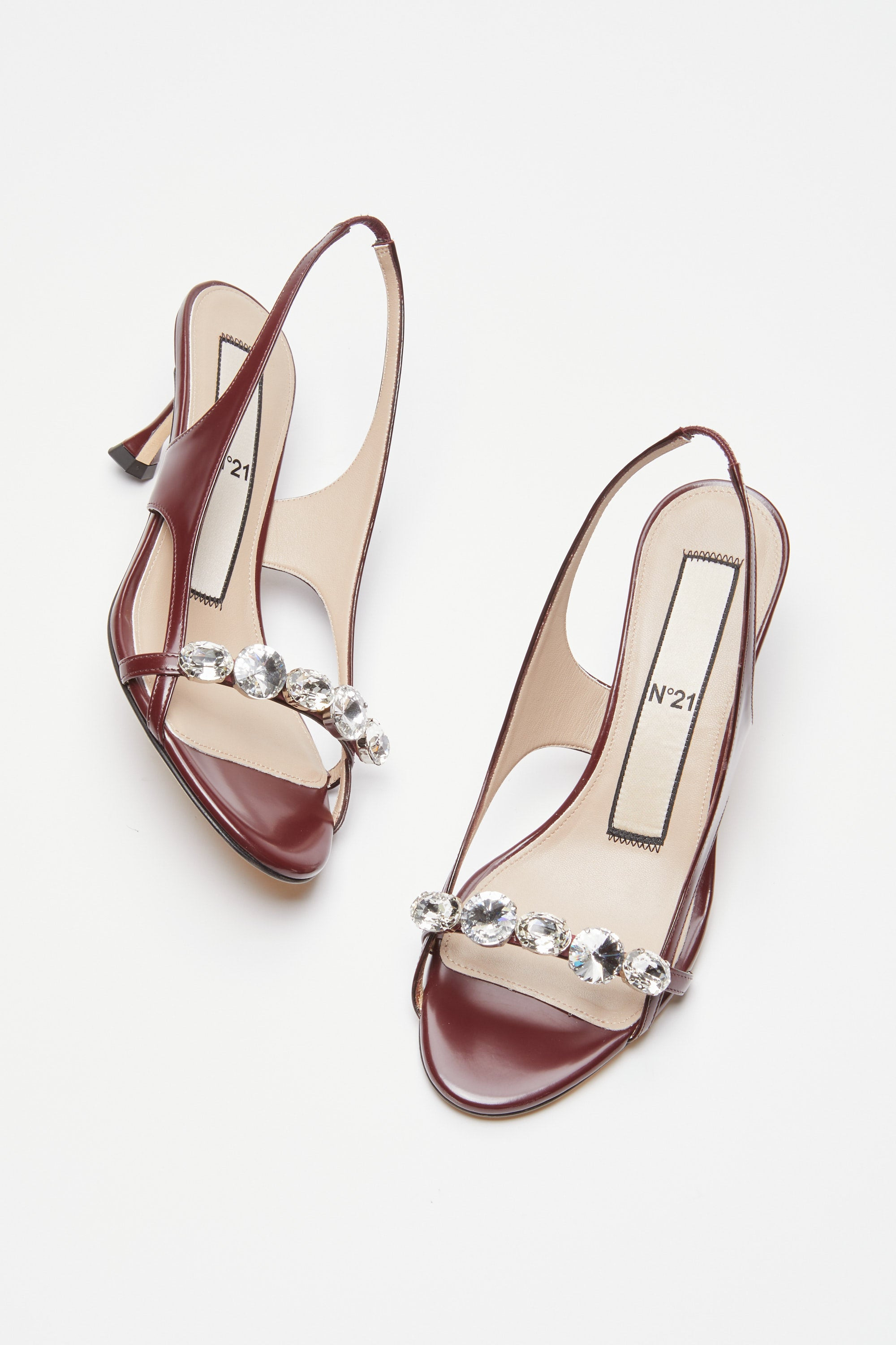 LEATHER SANDAL WITH MAXI CRYSTALS - 5