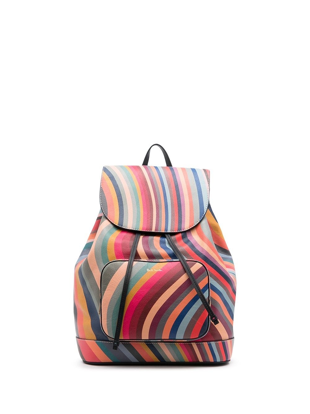 striped leather backpack - 1