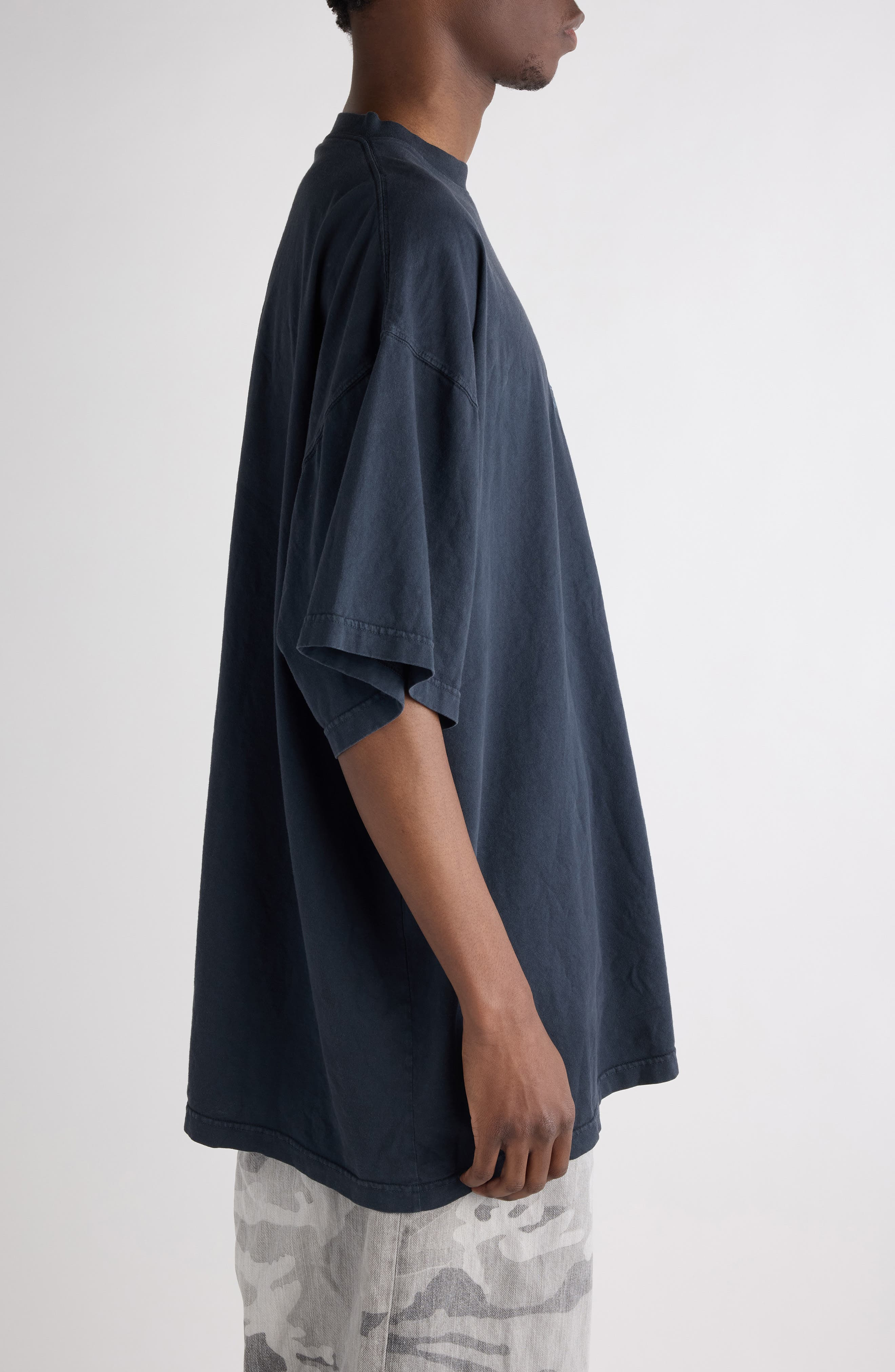 Balenciaga Loop Sports Icon Oversize Cotton T-Shirt in 1041 Faded Washed Black at Nordstrom - 4