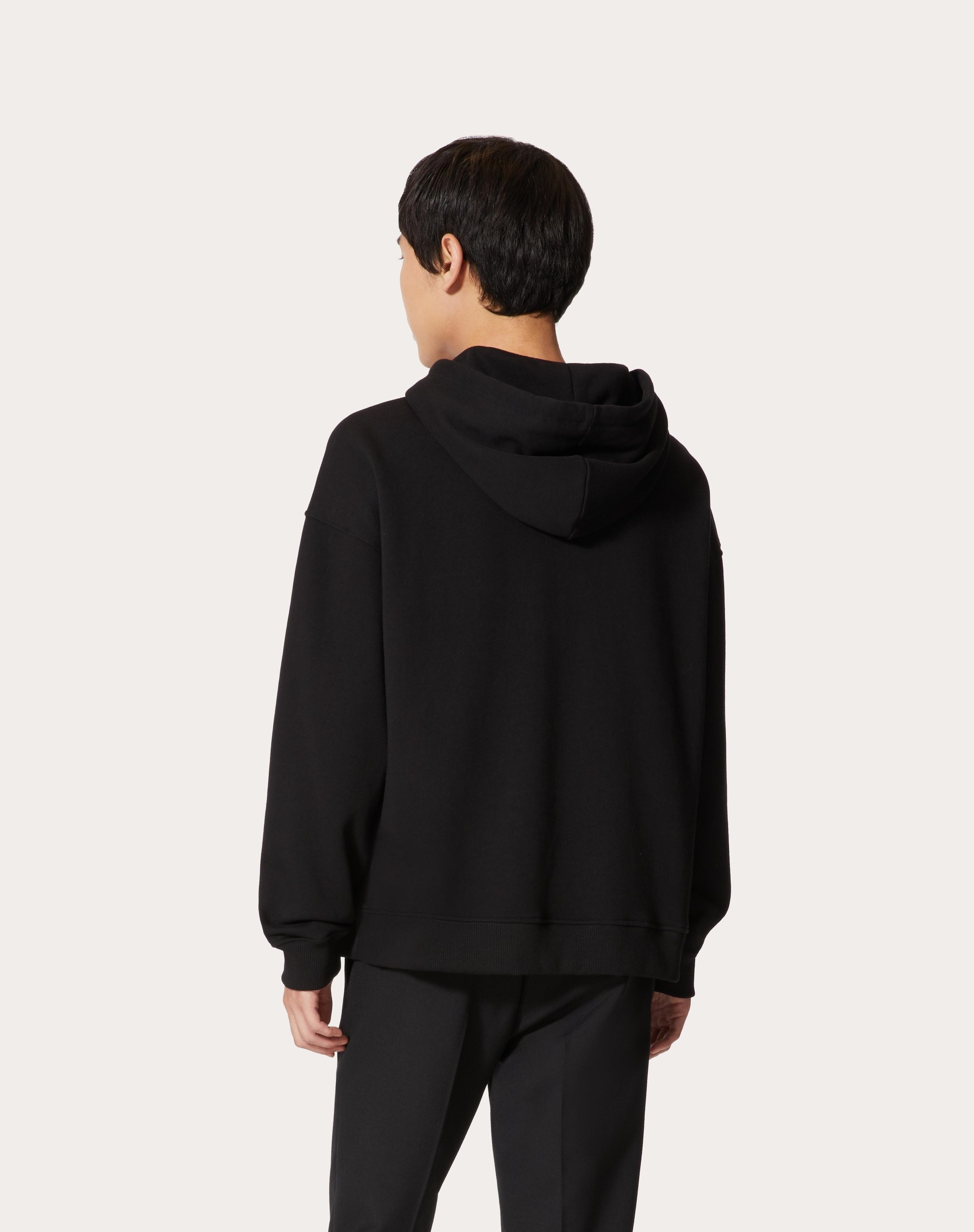 COTTON HOODED SWEATSHIRT WITH VALENTINO V CREW PRINT - 4