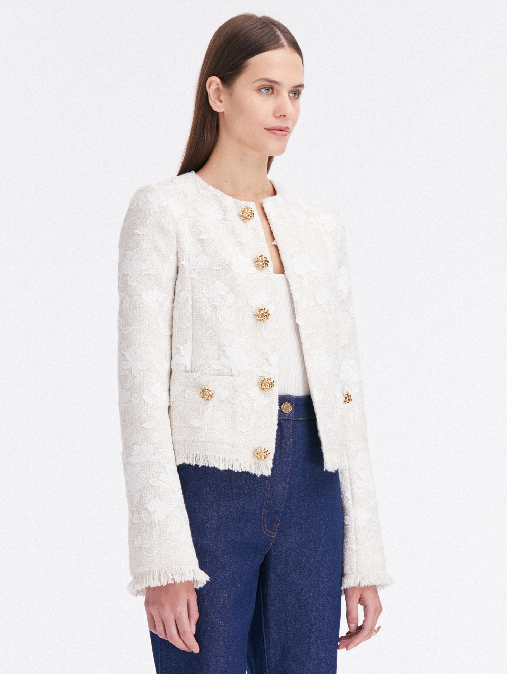 GARDENIA EMBROIDERED TWEED JACKET - 4