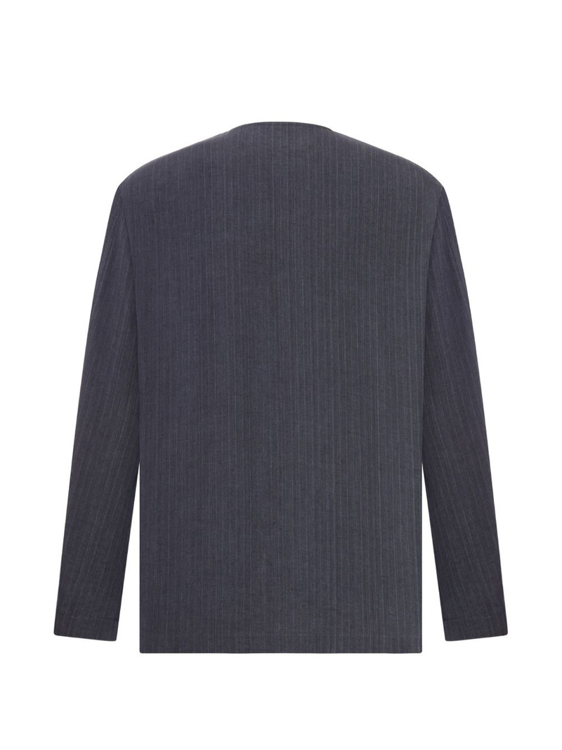 LARDINI pinstriped collarless jacket outlook