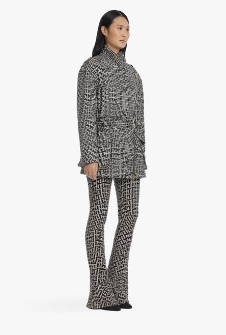 Oversized bicolor jacquard jacket with Balmain monogram - 7