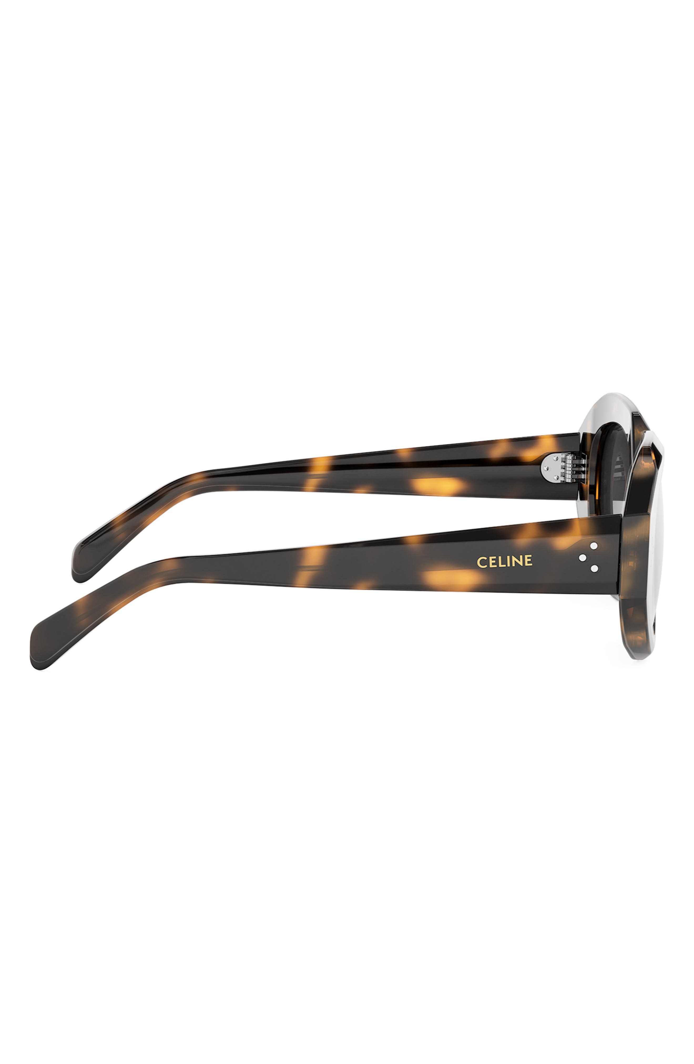 CELINE Bold 3 Dots 52mm Geometric Sunglasses in Blonde Havana /Smoke at Nordstrom - 3